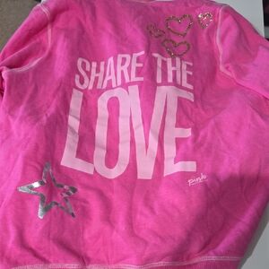 VS Pink Gold Glitter Hoodie Nwt Large